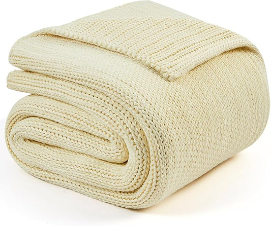 L'AGRATY Knitted Weighted Blanket - 60"x80" 20lbs Cooling Chunky Knit Heavy Blanket for Adults Braided Crochet Throw Thick Cable Yarn Knit Decorative No Beads Evenly Weighted Machine Washable