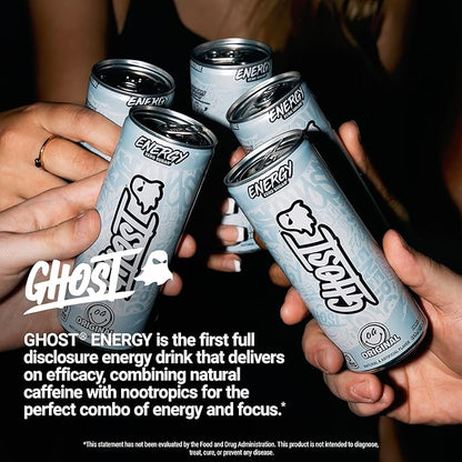 GHOST Energy Drink - 24-Pack, Original, 8.4oz - Energy & Focus & No Artificial Colors - 100mg of Natural Caffeine, L-Carnitine & Taurine - Gluten-Free & Vegan