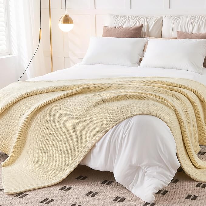 L'AGRATY Knitted Weighted Blanket - 60"x80" 20lbs Cooling Chunky Knit Heavy Blanket for Adults Braided Crochet Throw Thick Cable Yarn Knit Decorative No Beads Evenly Weighted Machine Washable