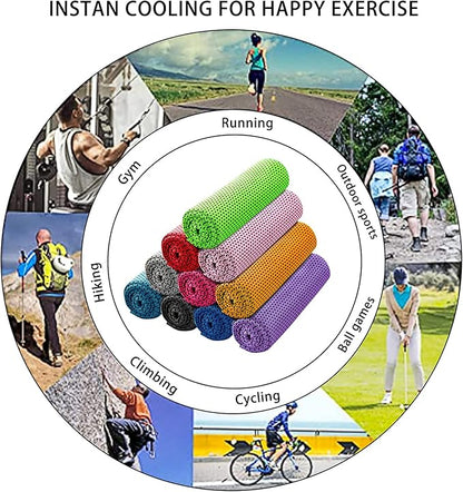 Ponpon 30pcs Cooling Towel Ice Towel Cooling Towels for Neck and Face Microfiber Cooling Towel for Gym, Travel, Yoga, Camping, Running, Outdoor Sport (10 Colors)