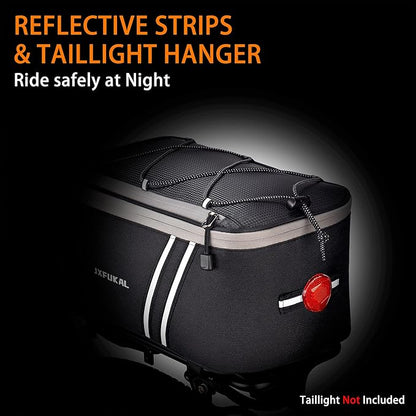 JXFUKAL Rear Bike Rack Bag with Rain Cover, 7L/9L/10L/12L Waterproof Bicycle Ebike Saddle Bag Cycling Pannier Trunk Carrier with Reflector & Adjustable Cord for Commuter Travel Outdoor