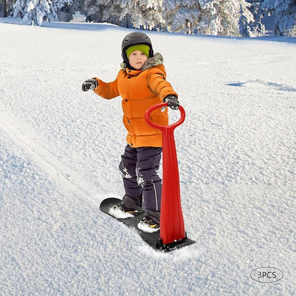 3 Pack Ski Scooter, Snow Sled, Fold-up Snow Scooter for Skiing (Black, Red)