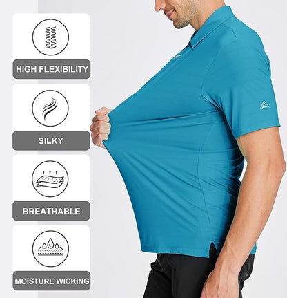 Esabel.C Jacquard Golf Shirts for Men Moisture Wicking Short Sleeve Performance Dry Fit Active Mens Polo Shirts