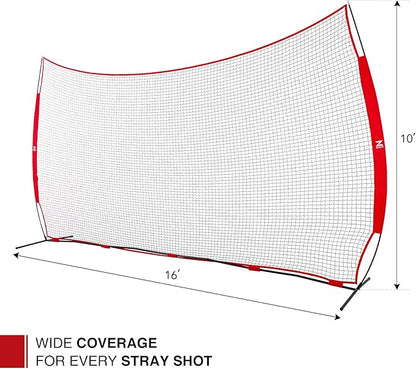 12x9ft / 16x10ft Barricade Backstop Net, Ball Sports Barrier, Practice Net for Baseball, Softball, Lacrosse, Soccer, Basketball and More