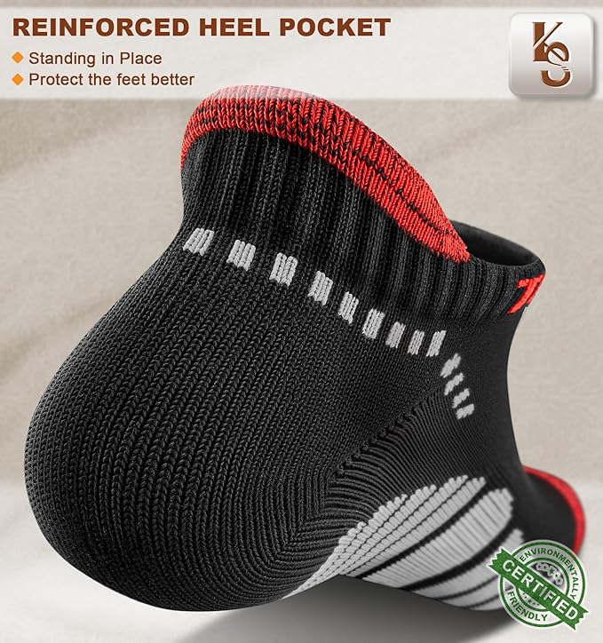 KEMISANT Men Running Socks,Active Ankle Socks No show Cushioned Footbed Arch Support