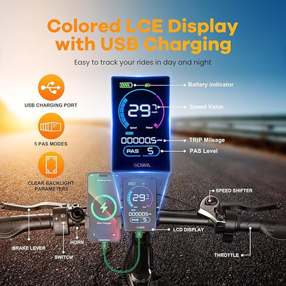 Folding Electric Bike for Adults with Peak 1000W Motor, 48V 20AH Battery up to 30MPH 80 Miles, 20" Fat Tire All Terrain Ebike, Front Suspension 7-Speed Commuter E Bike, Step-Thru, UL Certified