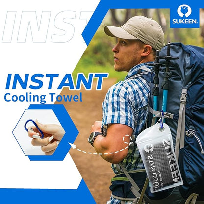 Sukeen Cooling Towel,Instant Evaporative Cooling for Sports,Yoga,Golf,Gym,Neck,Workout and More(40”x 12”)