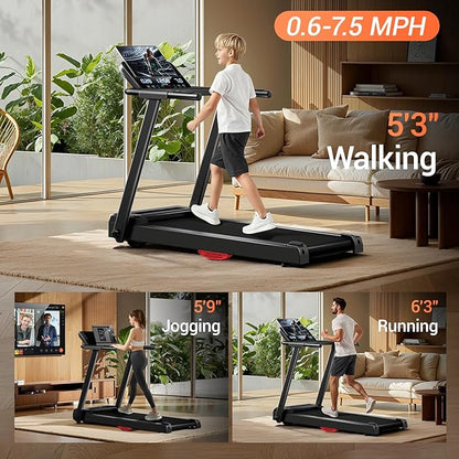 Treadmills for Home, 15% Incline Treadmill, Folding Treadmill Filpped Screen and Heart Rate Sensor, 3.0HP Quiet Brushless Dual Cushion System, 300lbs Weight Capacity