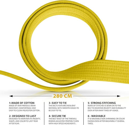 DXM SPORTS BJJ Jiu Jitsu Belt - Taekwondo Karate Belt - Martial Arts Uniform Ranking Judo Belt Double Stitched for Kids Adult