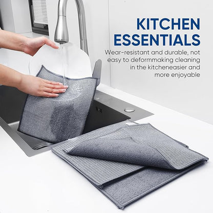 Forggon10 Pcs New Upgrade 2-Layer Non Scratch Wire Dishcloth,Wire Dishwashing Rag, Non-Scratch Wire Dishwashing Rags for Wet and Dry, Kitchen Cleaning Dish Rags for Cookware,Sinks, Dishes,Stove