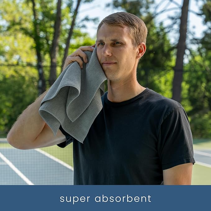 S&T INC. Microfiber Gym Towels, Yoga Towel for Home and Gym Bag, 16 Inch x 27 Inch, 6 Pack