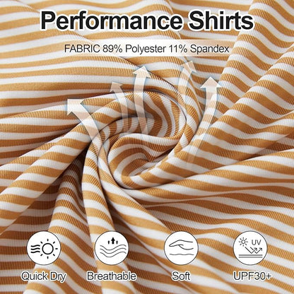 Golf Shirts for Men - Moisture Wicking Short Sleeve Performance Sport Casual Striped Collared Mens Polo Shirt