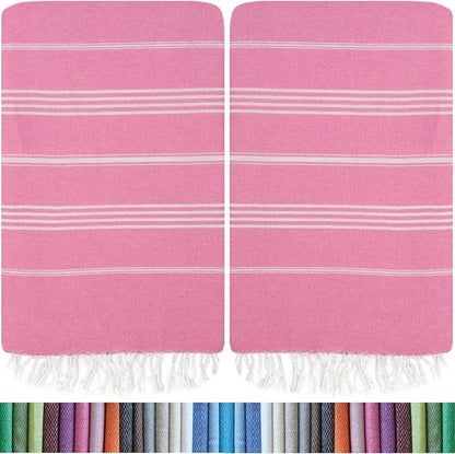 HAVLULAND Oversized Turkish Beach Towel 72’’x40’’ - Set of 12 | 100% Cotton Lightweight Sand Free Quick Dry Pool Towels | Extra Large Bath Towels for Adults Beach Blanket Essentials Case of 12 Pink