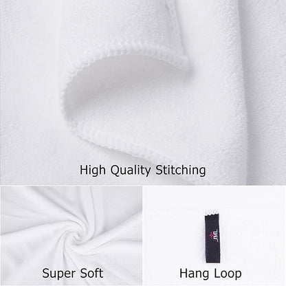 JML Microfiber Bath Towels, Bath Towel Sets (6 Pack, 27" x 55") - Extra Absorbent and Fast Drying, Multipurpose White Microfiber Towel for Bath, Beach, Pool, Sports, Yoga