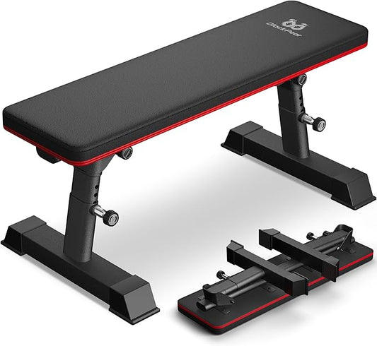 Flat Weight Bench - Heavy Duty Foldable Workout Bench for Home Gym, 1300lb Capacity Adjustable Strength Training Bench Press for Ab and Full Body Exercises, Sturdy and Easy to Fold