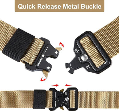 KingMoore Men's Tactical Belt Heavy Duty Webbing Belt Adjustable Military Style Nylon Belts with Metal Buckle