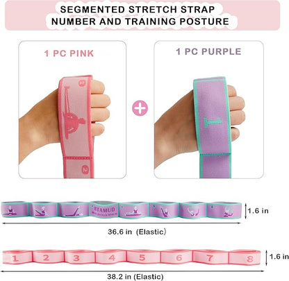 2 PCS Stretch Strap for Kids Dance Elastic Band for Children Gymnastics Stretching Strap Kids Stretching Bands Multi-Loop Adjustable Exercise Bands Stretching Resistance Ballet Bands -8 Loops