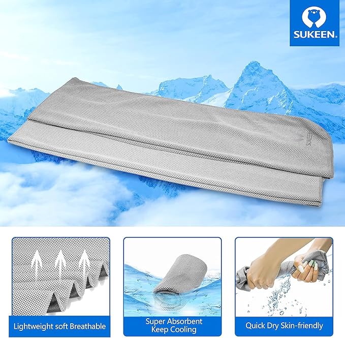 Sukeen 8 Pack Cooling Towel (40"x12"), Ice Towel Sets,Soft Breathable Chilly Towel,Microfiber Towel for Yoga,Sport,Running,Gym,Workout,Camping,Fitness,Workout