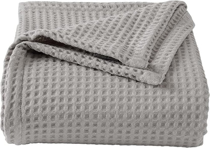 100% Cotton Waffle Weave Bed Blanket | Soft, Breathable, and Lightweight Blanket for All-Season | Perfect for Layering | Brielle Collection (King, Light Grey)