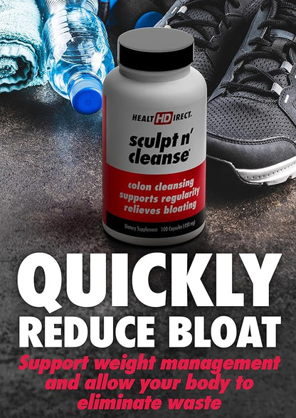 HEALTH DIRECT Sculpt n' Cleanse - Herbal Colon Cleanse for Digestive Health & Regularity - Natural Detox & Gut Flush Supplement - 100 Veggie Capsules