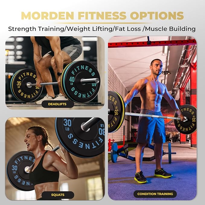 2 Inch Bumper Plates，10-500lbs，Barbell Rubber Olympic Weight Plates Set for Home Gym, Strength Training & Weight Lifting, Multiple Options Colors