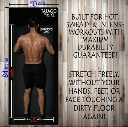 Tatago Hot Yoga Mat Non Slip-Professional Grade Natural Rubber Yoga Mat, Pliates Mat, Stretching Mat or exercise mats for home workout. Nonslip for Hot and Sweaty Classes. Includes Yoga Strap for Carrying and Stretching too.