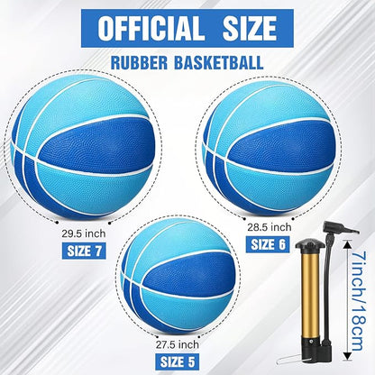 Jenaai 6 Pcs Rubber Basketballs Official Size Bulk Streetballs Multicolor Basket Balls with Pump Plain Basketball Set for Adult Youth Gifts Indoor Outdoor Training Games
