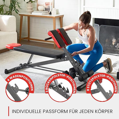 Finer Form Multi-Functional Weight Bench for Full All-in-One Body Workout – Versatile Adjustable Workout Bench for Home Gym. Fitness equipment perfect for Back HyperExtension, Bench Press, Roman Chair Exercise, Sit up. Adjusts to Decline or Flat Bench.