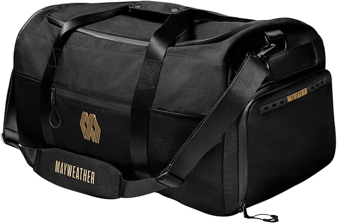 Hayabusa Mayweather Airstream Duffle Gym Bag for Women and Men - Black/Gold, 50L