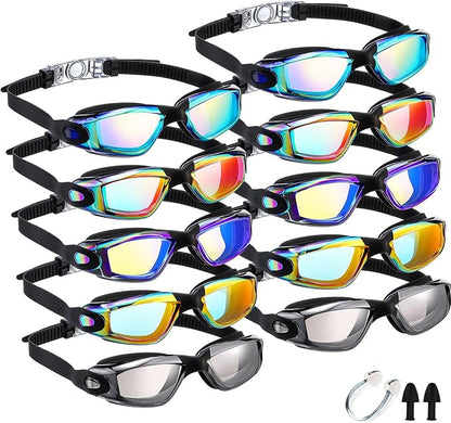 Konohan 10 Pack Swim Goggles Bulk for Kids adult Pool Goggles Anti Fog Silicone No Leak Swimming Glasses for Men Women Youth