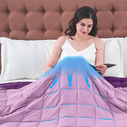 King Size Weighted Blanket for Adults (25 lbs, 80” x 87”, Purple) Cooling Heavy Blanket for Sleeping Perfect for 240-260 lbs, Breathable Blanket for Adults & Couple All Season, Machine Washable