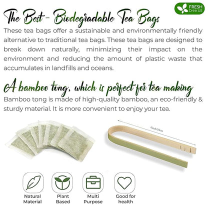 FreshDrinkUS, Premium 75 Papaya Leaf Tea Bags, 100% Natural & Pure from Papaya Leaves. Loose Leaf Papaya Herbal Tea. Made with Natural Material Tea Bags. No Sugar, No Caffeine, No Gluten, Vegan.