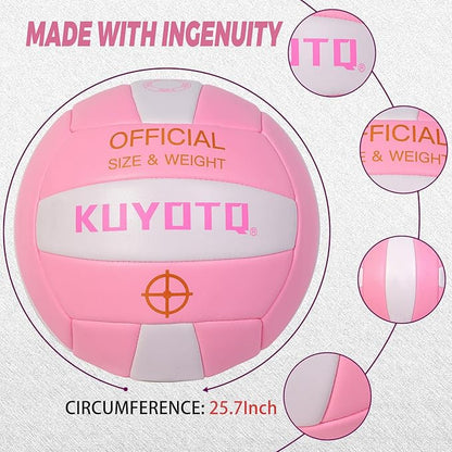 KUYOTQ Official Size 5 in&Outdoor Beach Volleyball,3MM Thickened Surface Soft Leather Youth Womens Mens Volleyball for Game Gym Training(Deflated)