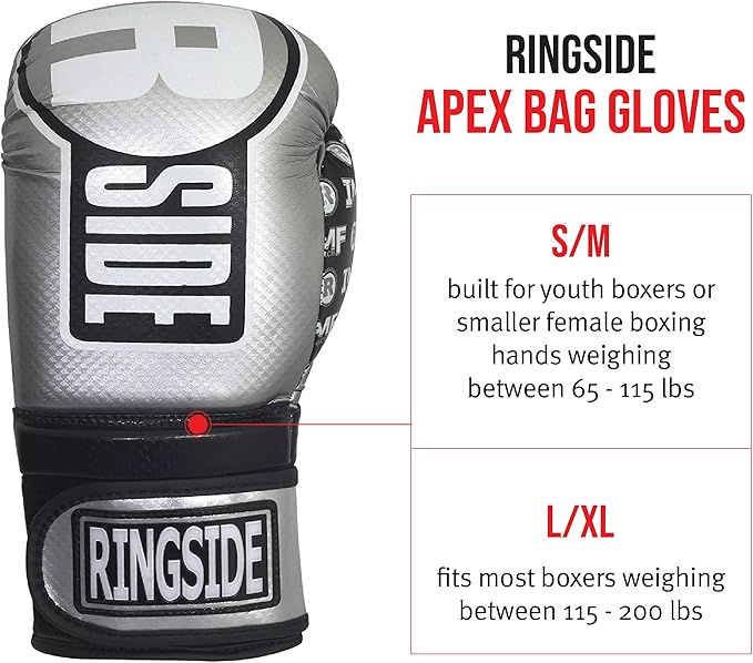 Ringside Apex Bag Gloves, IMF-Tech Boxing Gloves with Secure Wrist Support, Synthetic Boxing Gloves for Men and Women