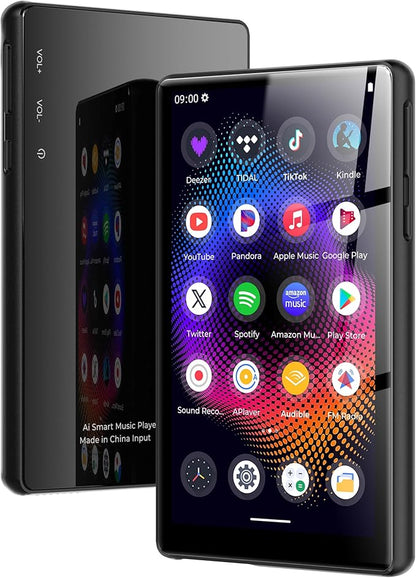 128GB MP3 Player with Bluetooth and WiFi，Music Video Player with Spotify Pandora,Amazon Music, 5" Touch Screen Android MP4 MP3 Player for Kids with Audible, YouTube, Spotify Kids,up to 256GB(Black)