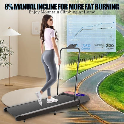 2 in 1 Treadmill and Walking Pad for Home/Office, Walking Treadmill with Remote Control, APP, and LED Display