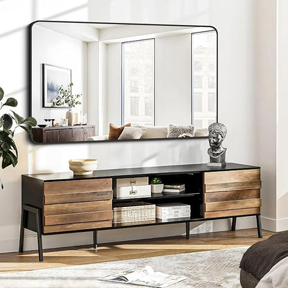 FORBATH Black Bathroom Mirror, Rectangular Vanity Mirror 30 x 48 Inch Wall Rounded Corner Metal Framed Bathroom Mirror for Living Room Bedroom Entryway Decor (Horizontal/Vertical)