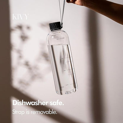 KIVY Tritan Water Bottle 2nd Generation (Black Clear, 50oz)