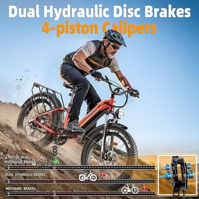 FREESKY Electric Bike for Adults,105mile Long Range Ebike, 2000W Motor 37MPH Fast Step-Thru E Bike 25Ah Samsung Cells Battery Full Suspension Electric Dirt Bicycle 26'' Fat Tire for Commuter Mountains