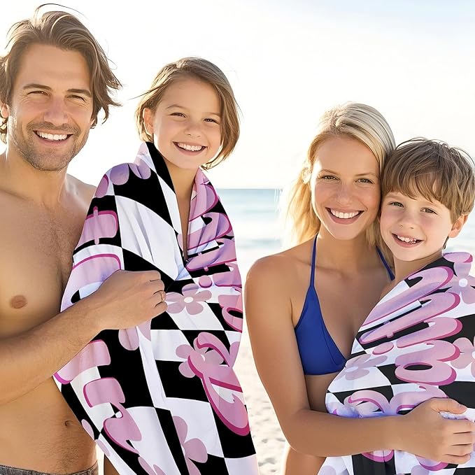 JML Personalized Beach Towel with Name, Custom Flower Beach Towel, Customized Microfiber Pool Towel, Quick Dry & Absorbent Swim Towel for Adult,Mother's Day, Birthday, Summer Holiday,Vacation