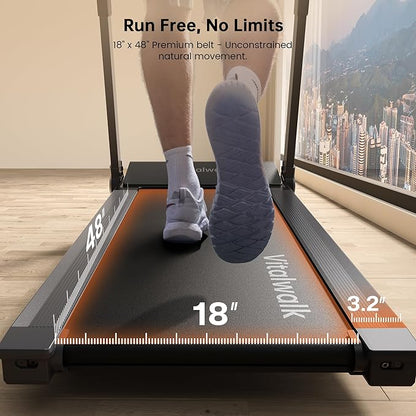 Foldable Treadmill with 15% Auto Incline & 10MPH - Commercial 3.5HP Brushless Quiet, 18"x48" Wide Running Deck, Walking Pad Treadmill for Home Gym Office, 350lbs Capacity, APP - No Installation