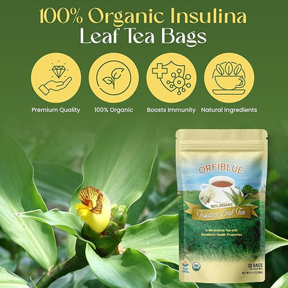 100% Organic Insulina Leaf Tea bags | Organic Herbal Teas | Premium Quality & Flavorful Blends - 0 Sugars, 0 Carbs, 0 Fats, 1% Sodium (25mg) | Rich in Vitamins - Detox, Immunity, Wellness & More