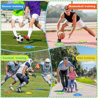 120 Pack Disc Cones Sports Soccer Cones Drills 2 Carry 2 Holders