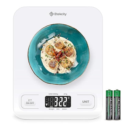 Etekcity Food Kitchen Scale, Digital Grams and Ounces for Weight Loss, Baking, Cooking, Keto and Meal Prep, LCD Display, Medium, White