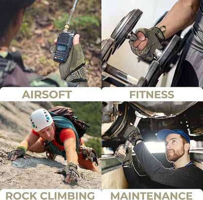 HANDLANDY Fingerless Framer Work Gloves for Men, Utility Grip Paded Gloves for Tactical Shooting Airsoft Hunting Driving (Camo- 3 Fingerless, X-Large (Pack of 1))