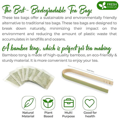 FreshDrinkUS Premium 60 Mango Leaf Tea Bags, 100% Natural & Pure. Loose Leaf Herbal Tea. No Sugar, No Caffeine, No Gluten, Vegan