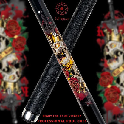 Collapsar CBP Pool Stick with 1X1 Hard Case,13mm Tip with Low Deflection Technology Billiard Cue,58" 2-Pieces 19-21 oz Professional Pool Cue Set