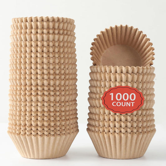 1.4 inch 1000-Count Mini Cupcake Liners Bright Colorful Muffin Baking Cups, Odorless,Baking Paper Cups for Baking Candy Cooking，Upgraded & Food Grade Grease-Proof Paper(Brown, 1.4 Inch)