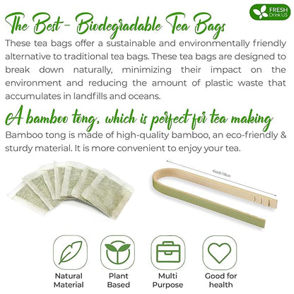 FreshDrinkUS, Premium 135 Guava Leaf Tea Bags, Handmade, From Great Origin, 100% Natural and Pure. Guava Tea, Loose Leaf Herbal Tea. No Sugar/Caffeine/Gluten, Vegan.