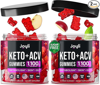 JOYLI Nutrition (2 Pack Advanced Keto ACV Gummies - Sugar Free Apple Cider Vinegar - Keto Supplements + Marshmallow Root - Alternative to Apple Cider Vinegar Capsules - 120 Gummies
